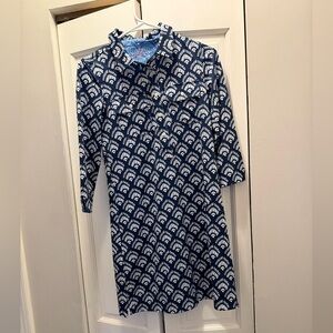 NWOT VINEYARD VINES PRINTED SANKATY MARGO DRESS SIZE XXS DEEP BLUE